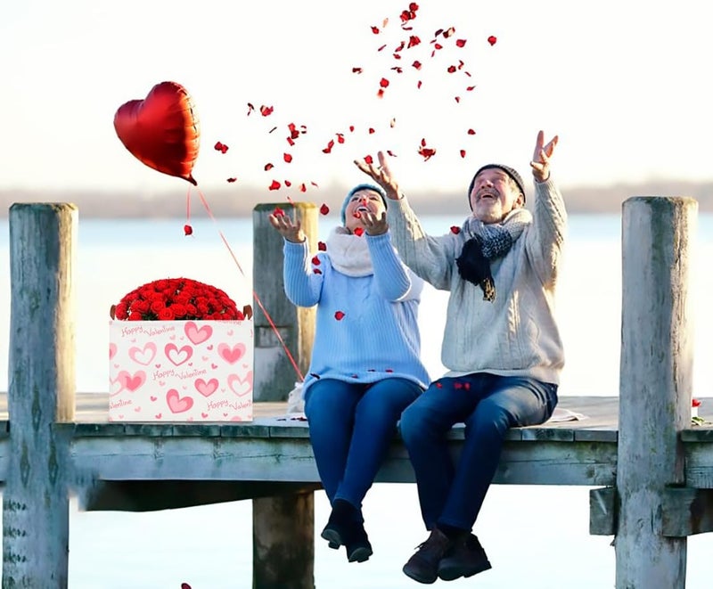 CLOCOR Rectangular Pink Valentines' Gift Basket Collapsible Cute Pattern Storage Bin,Waterproof Books Box with Handles,Storage Basket(Pink Happy Valentine) - Image 3